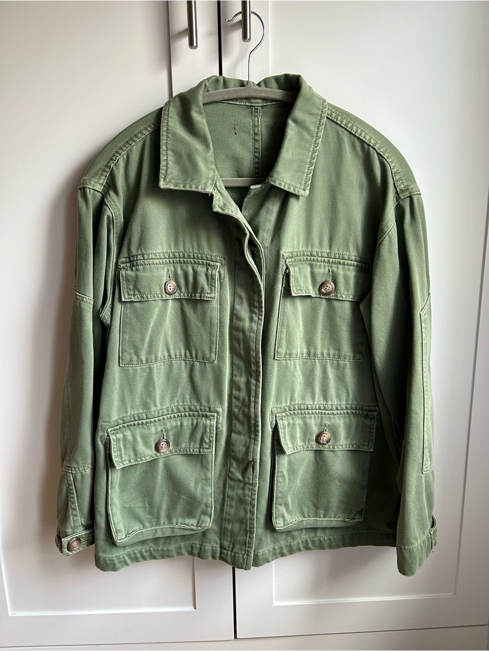 Zara Military-Style Utility Jacket in Olive